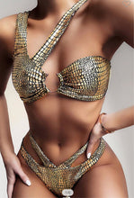 Load image into Gallery viewer, Gold Snake Skin Bikini